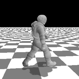The astronaut is walking.